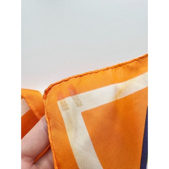 Vintage GIVENCHY Orange Geometric Print Silk Satin 30" x 30" Square Scarf - Picture 15 of 16